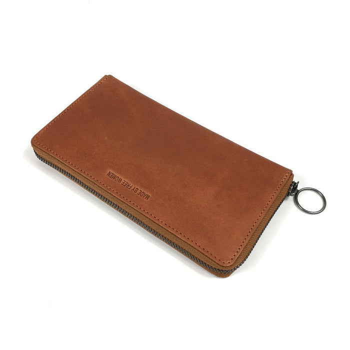 Slim Zipper Wallet (Camel) for Modern Minimalists Wallet