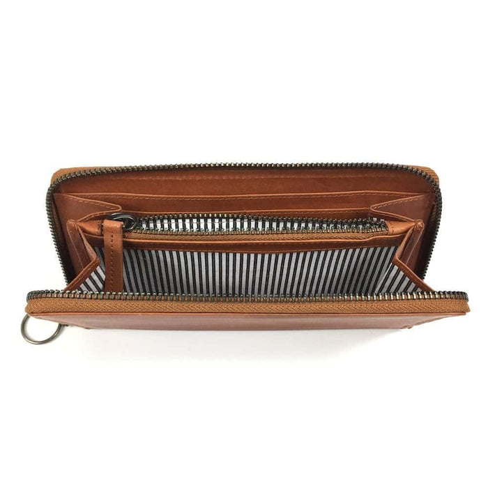 Slim Zipper Wallet (Camel) for Modern Minimalists Wallet