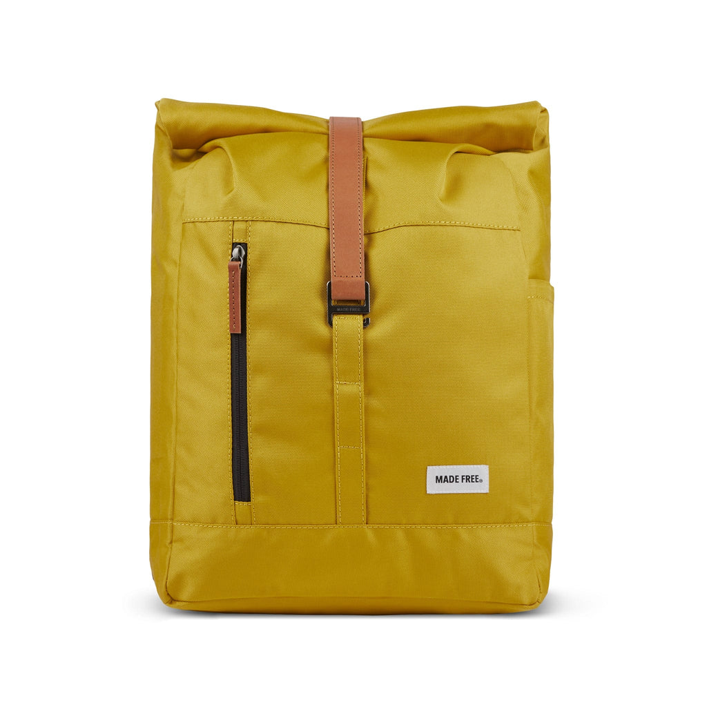 Roll Pack Backpack in Mustard Yellow, 100% Recycled Poly  display picture 3