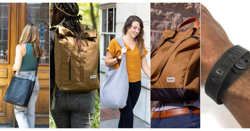 women and men wearing eco-friendly fall accessories 