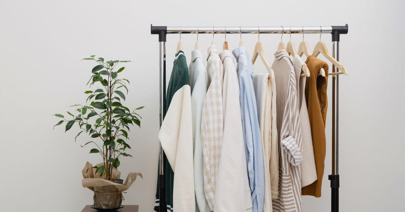 capsule wardrobe on rack