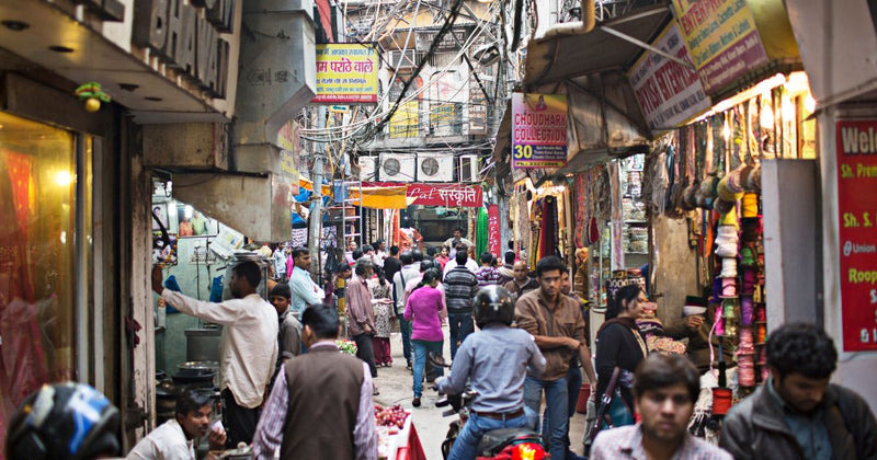 busy streets of delhi india