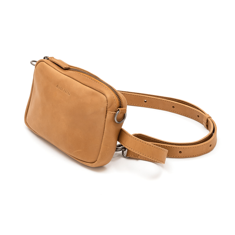 ethically made, eco friendly vegitable tanned leather crossbody