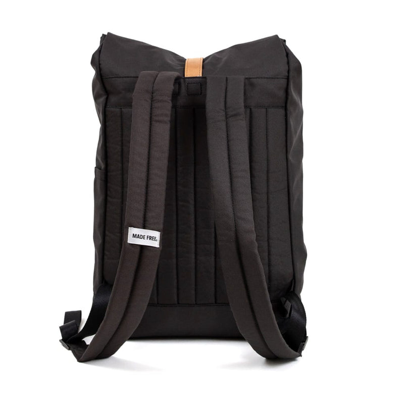 lightweight roll top backpack. best roll top backpack waterproof. canvas roll top bag. best roll top backpack. rolling backpacks. eco friendly roll top backpack. 100recycled backpack. socially responsible backpacks. backpacks made from recycled materials. sustainable travel bag. black