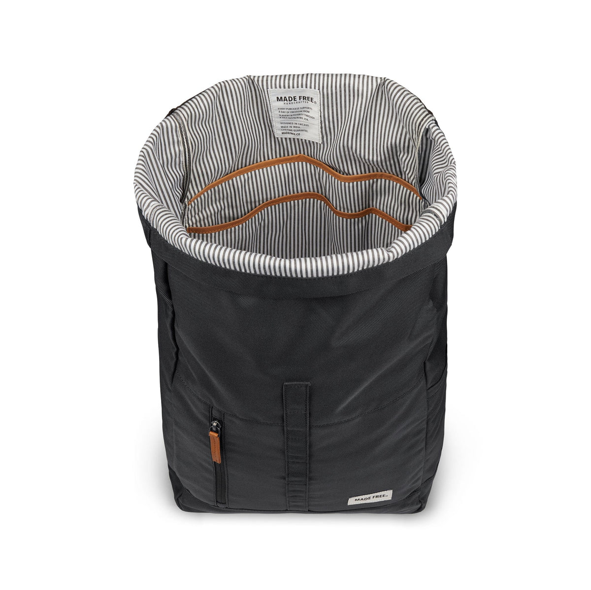 Roll Pack Backpack in Charcoal Black, 100% Recycled Poly Backpack