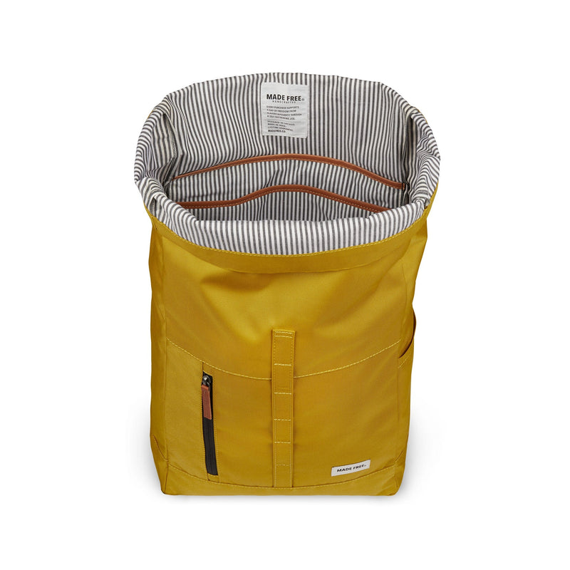 Roll Pack Backpack in Mustard Yellow, 100% Recycled Poly Backpack