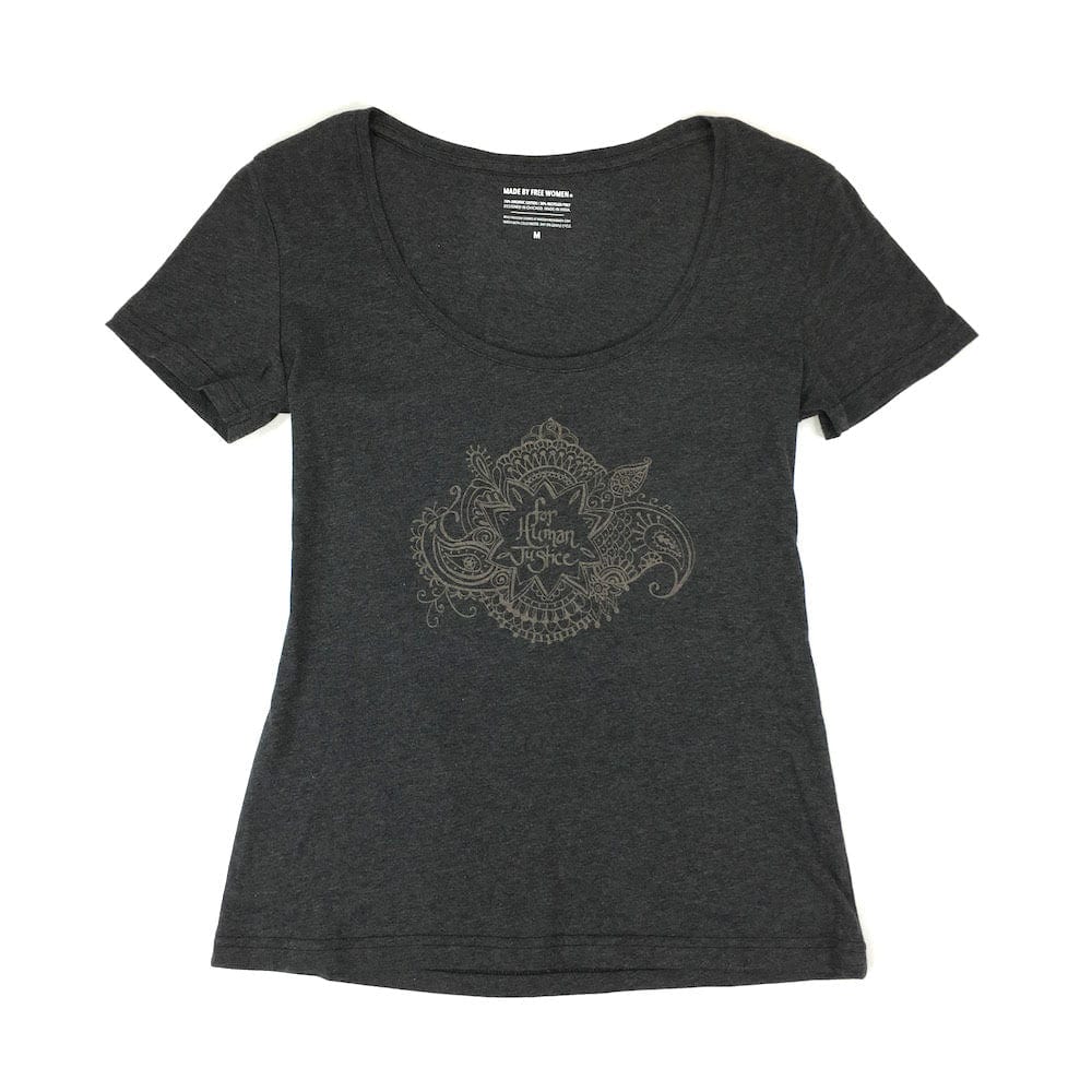 organic cotton & recycled polyester T-shirt. made free. cause gear. henna. black. made by free woman